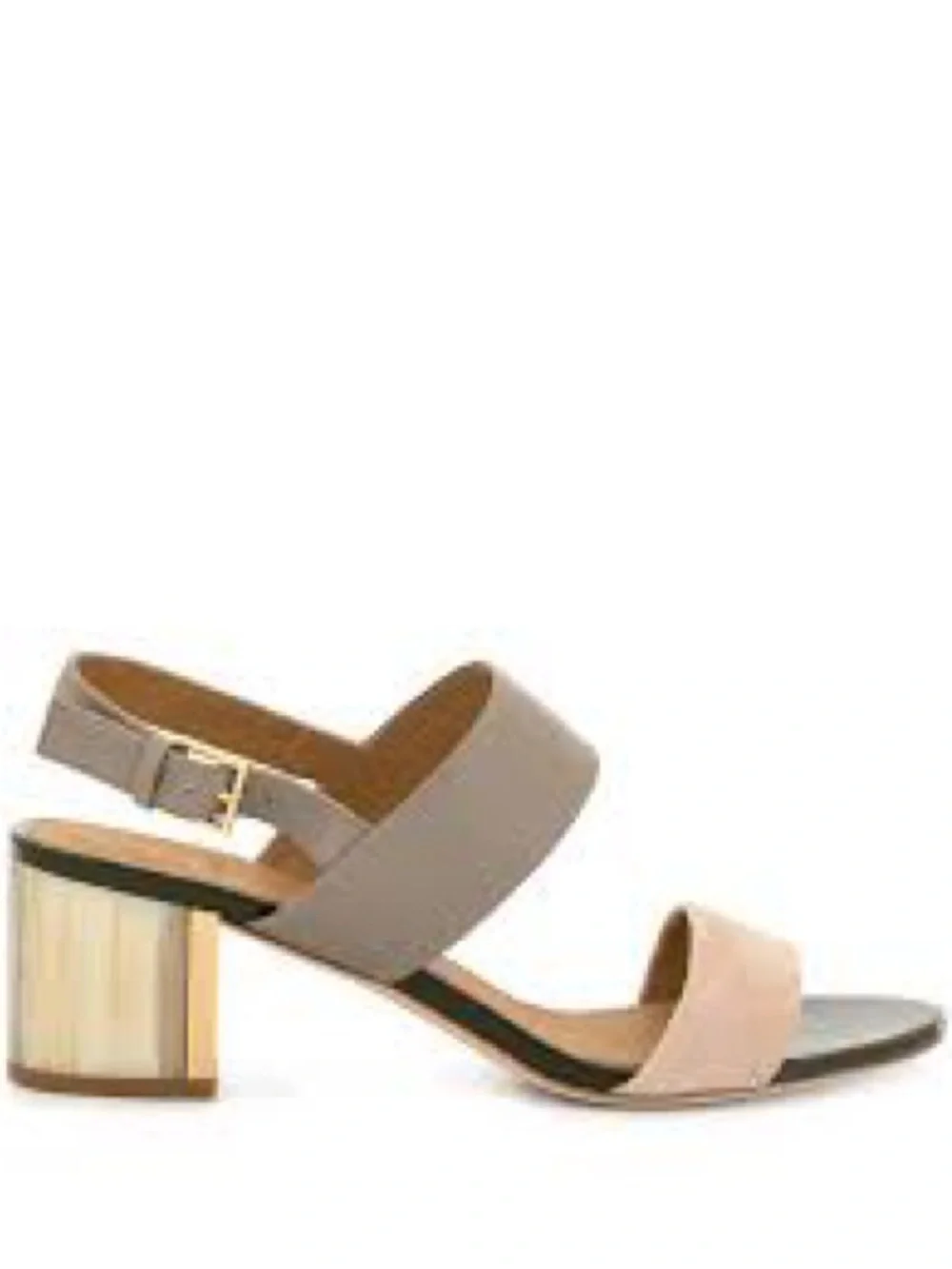 Tory Burch Gigi T Slingback Block Heel Sandals Gray Heron Taupe Leather Size 7